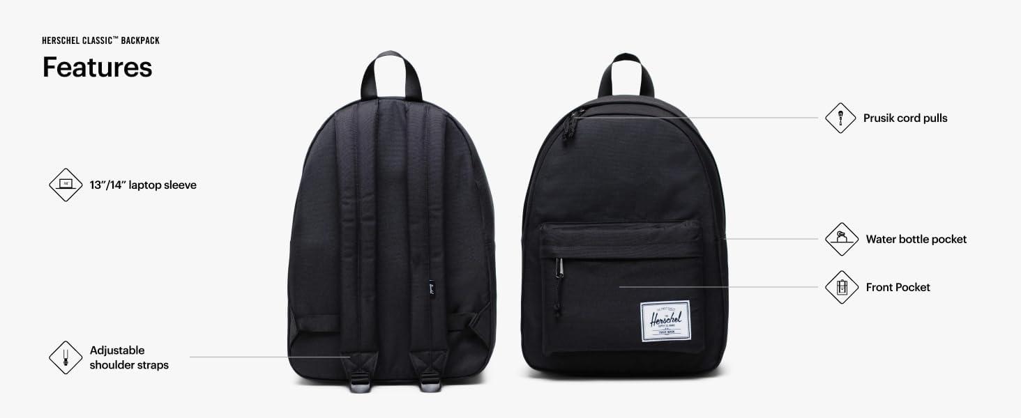 image:imageHerschel Supply Co Classic XL Backpack Black Tonal 30LBlack Tonal New