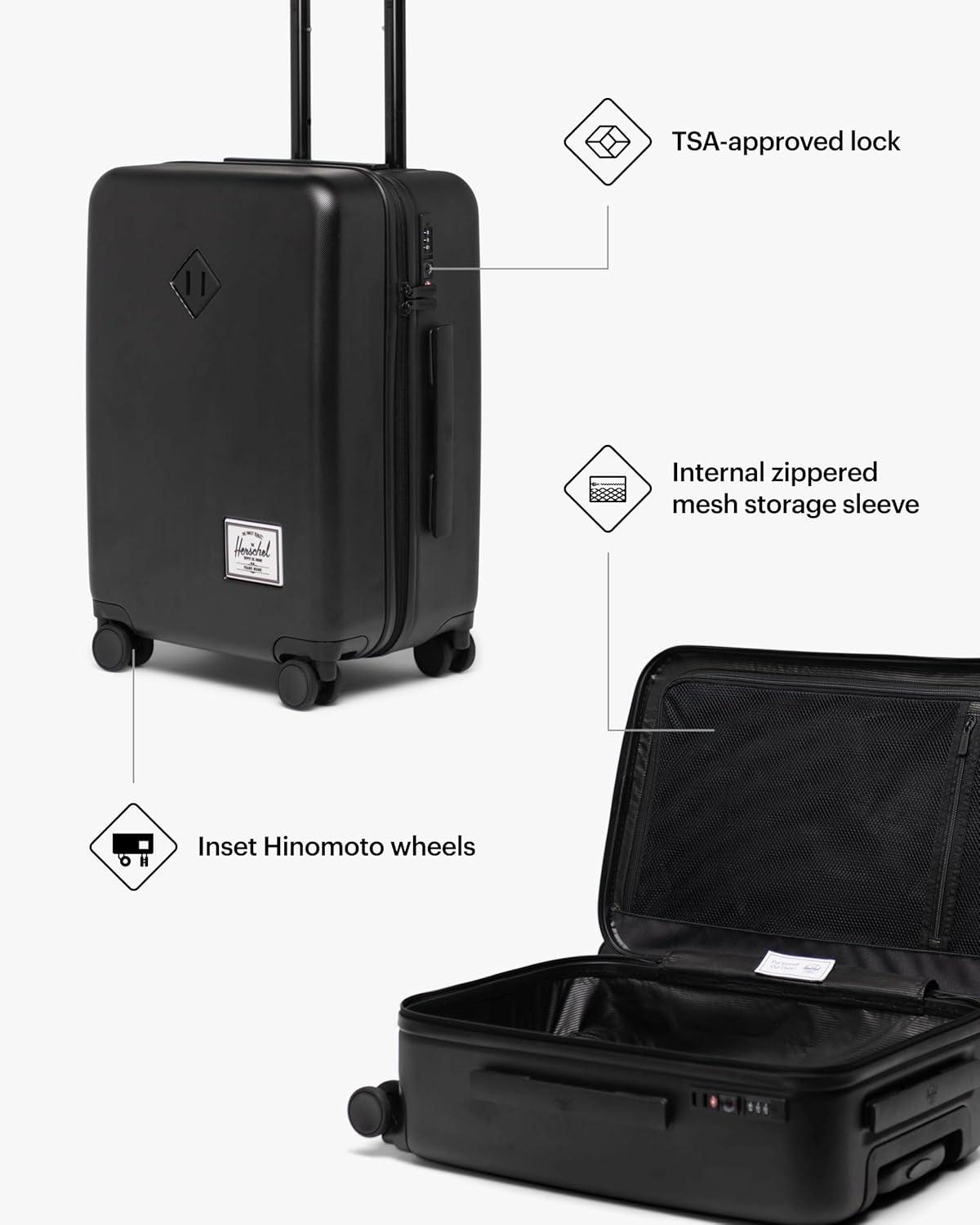 image:imageHerschel Supply Co Unisex Heritage Hardshell Luggage Black Carry on 19 InchAsh Rose