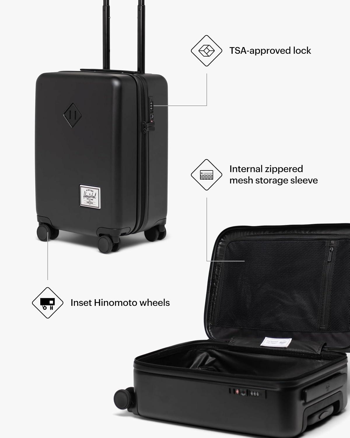 image:imageHerschel Supply Co Unisex Heritage Hardshell Luggage Black Carry on 19 InchBlack