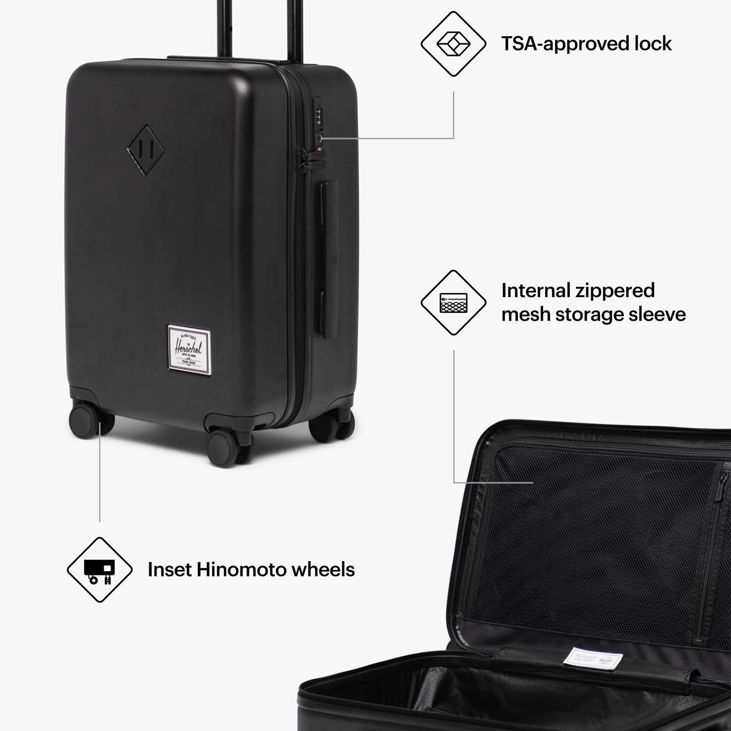 image:imageHerschel Supply Co Unisex Heritage Hardshell Luggage Black Carry on 19 InchShadow Pixel Lime Punch