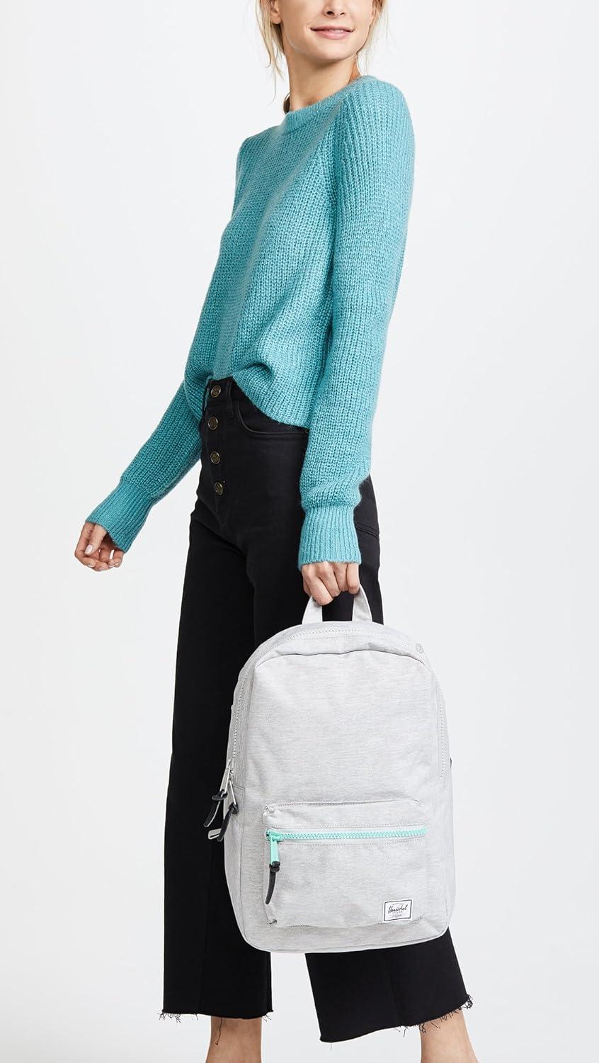 image:imageHerschel Settlement Quilted Backpack Black One SizeLight Grey CrosshatchLucite Green Zip