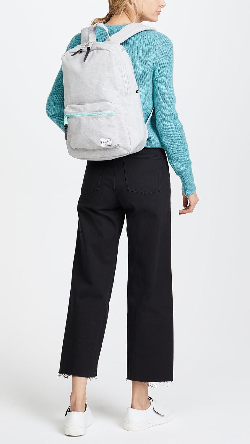image:imageHerschel Settlement Quilted Backpack Black One SizeLight Grey CrosshatchLucite Green Zip